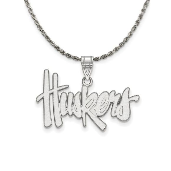 Sterling Silver U. of Nebraska Lg 'Huskers' Necklace - 18 Inch
